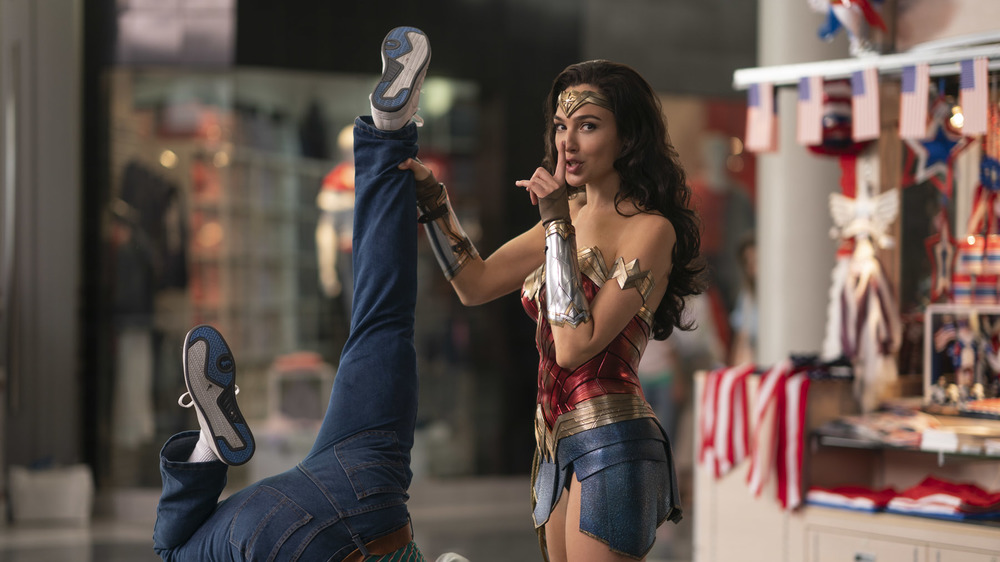 Wonder Woman holds a thief