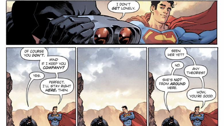 Batman and Superman wait for LIzzie