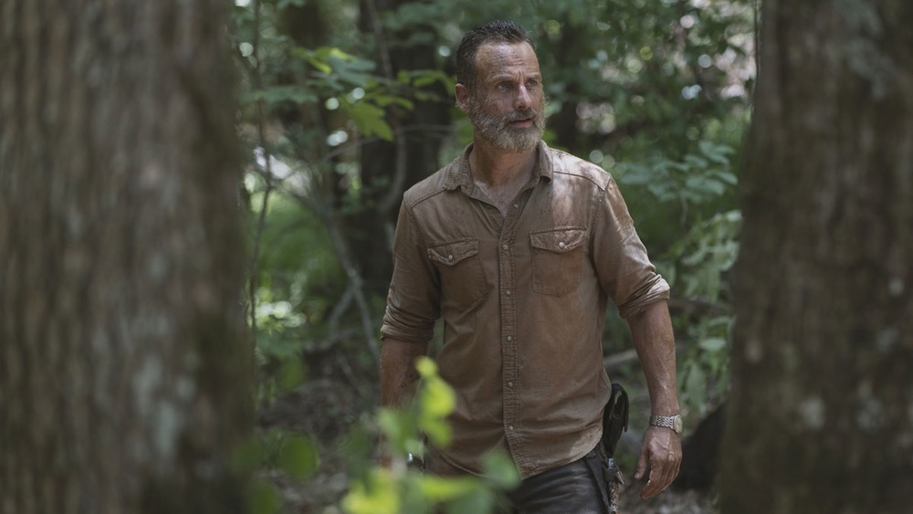 Rick Grimes in the woods on The Walking Dead