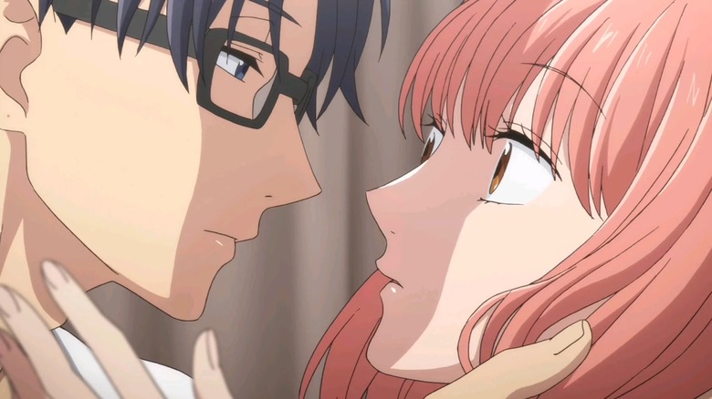 Hirotaka holds Narumi's face