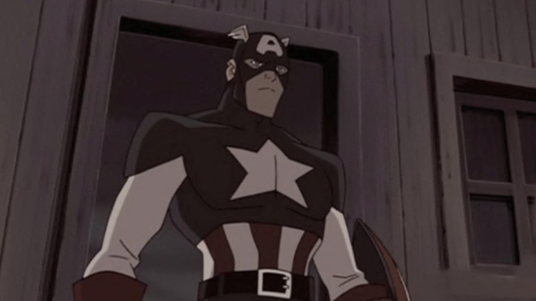 Captain America looking down