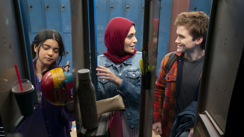 Kamala, Nakia, and Bruno at lockers