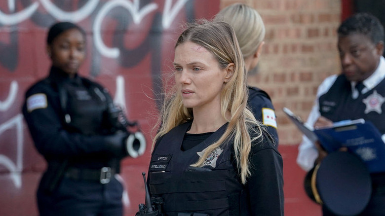 Tracy Spiridakos looking upset