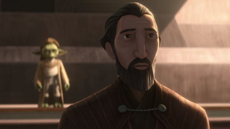 Count Dooku speaks with Yaddle