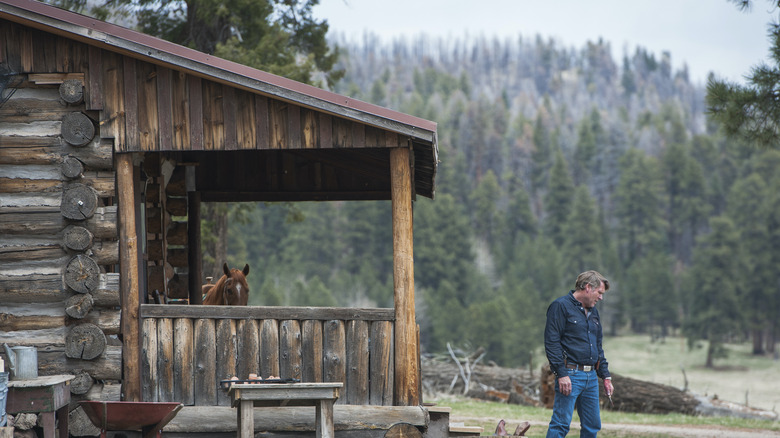 Walt standing outside his cabin