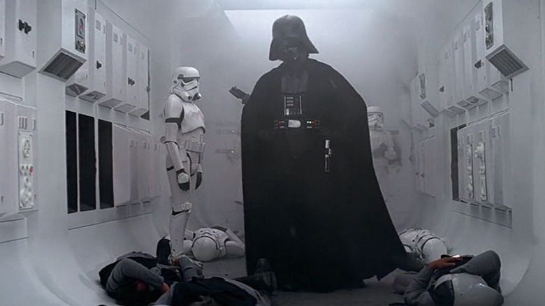 Vader in hallway Stormtroopers and bodies