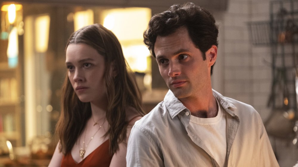 Victoria Pedretti and Penn Badgley on Netflix's You season 2