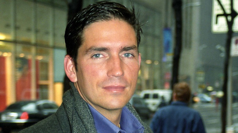 Jim Caviezel wearing scarf