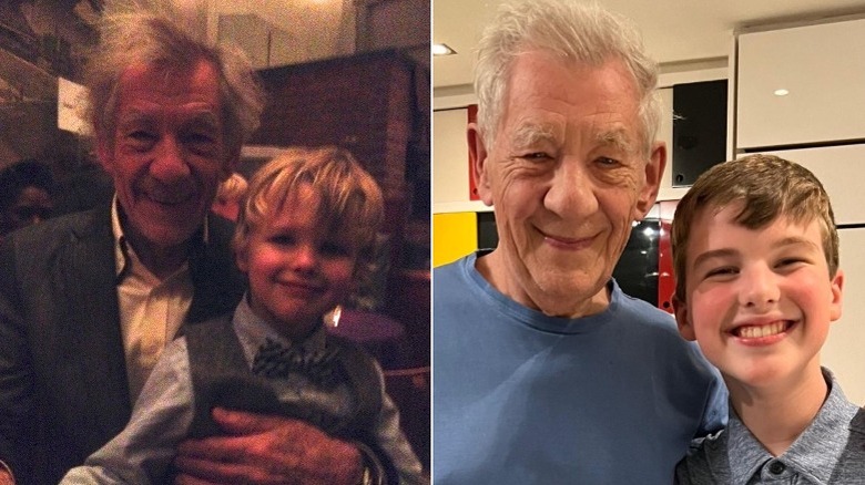 Ian McKellen with Iain Armitage as a toddler and in a recent picture