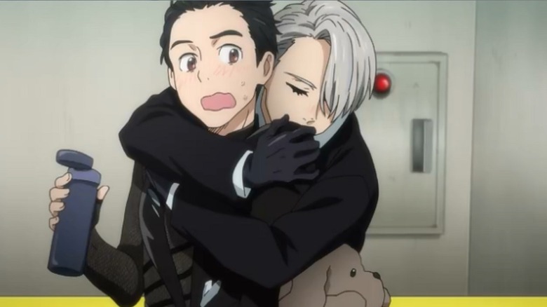 Victor hugging Yuri