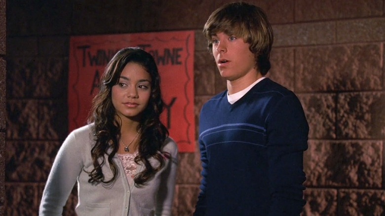 Troy and Gabriella in school auditorium