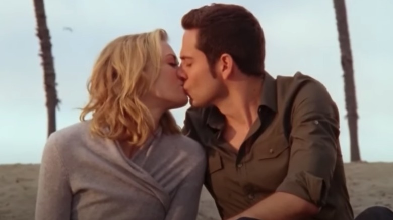 Sarah and Chuck kissing