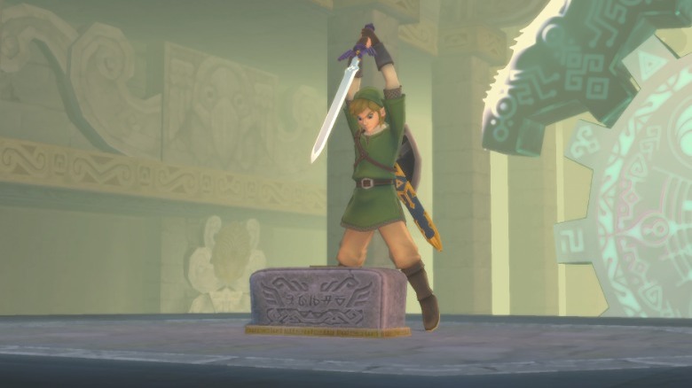 Link raises Master Sword