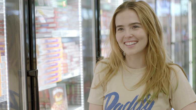 Zoey Deutch at a frozen food aisle in "Flower"