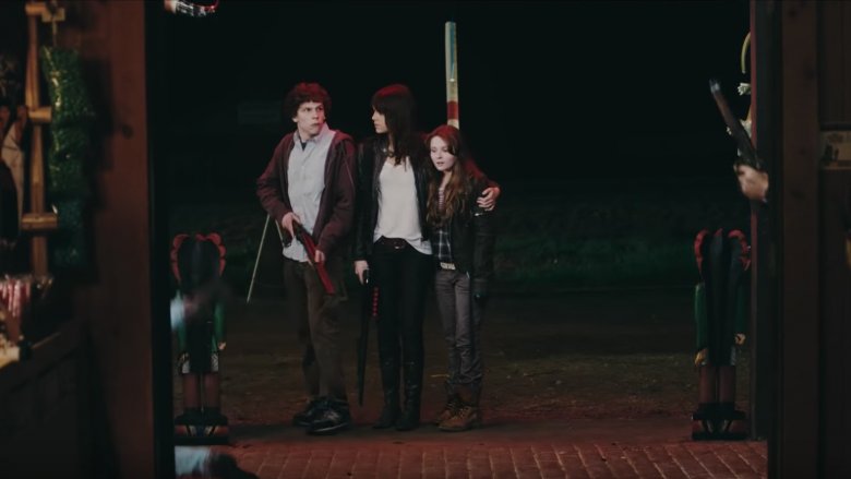 Jesse Eisenberg, Emma Stone, and Abigail Breslin in Zombieland