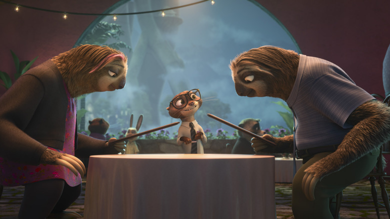 Sam the Otter dinner rush sloths Zootopia+ table menus